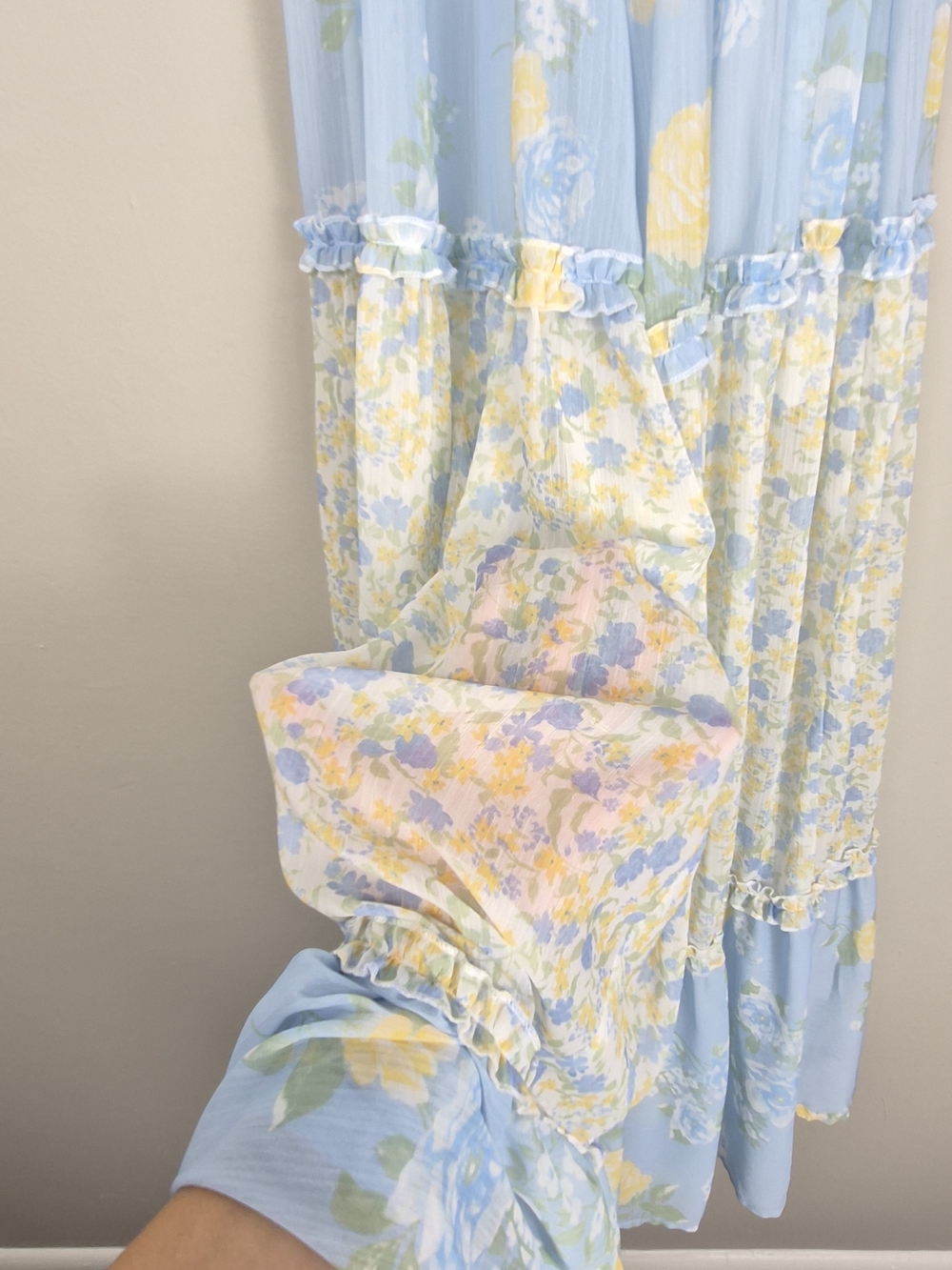 Altar'd State Floral Tiered Ruffle Maxi Dress Light Blue Cottagecore Coquette M - Picture 8 of 16